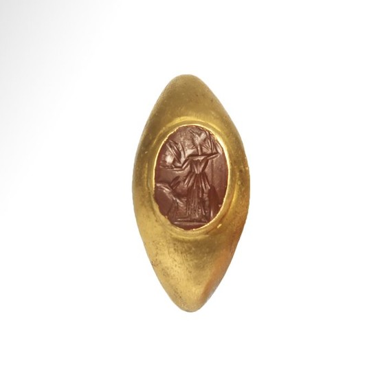 Ancient Roman Gold and cornelian Intaglio Ring