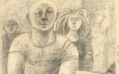 Andrea, G.H. (b.1942). "Gevangenen bevrijden". Drawing, Siberian chalk,...