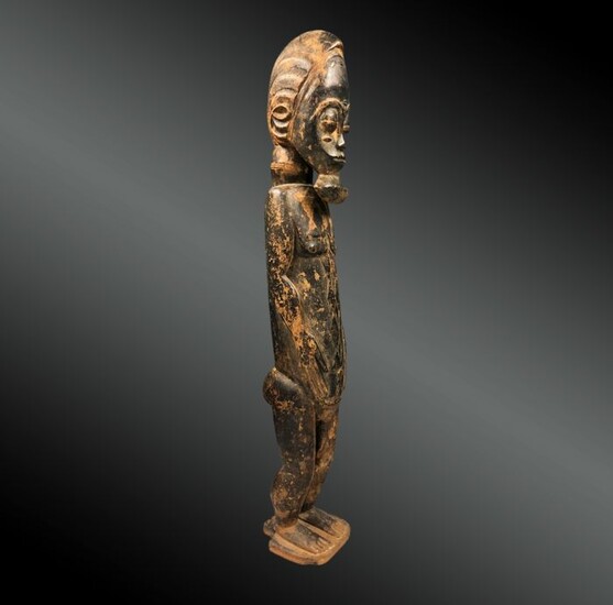Anthropomorphic statuette - Wood - Baule - Côte d'Ivoire