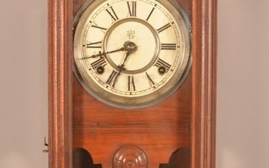 Antique Waterbury Clock Co. Walnut Wall Clock.