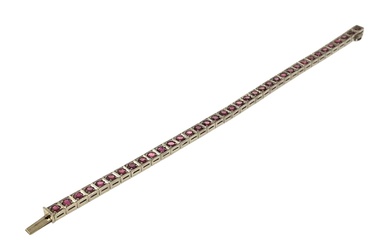 Armband 25,14g 750/- Weißgold mit Rubinen, Länge ca. 18 cm