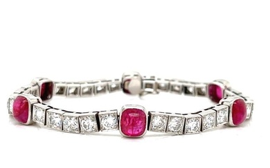 Art Deco Platinum Ruby & Diamond Bracelet