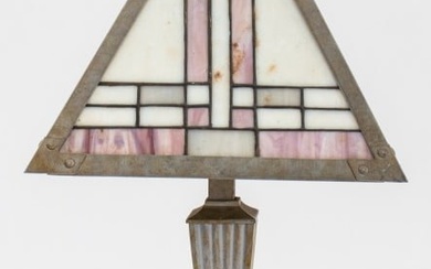 Art Deco Revival Slag Glass Table Lamp