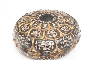 Asian Lacquer Mother-of-Pearl Inlaid Wooden Lidded Bowl