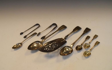 Assorted silver flat ware to include pair of George...
