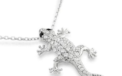 Austrian Crystal Sterling Silver Gecko Necklace