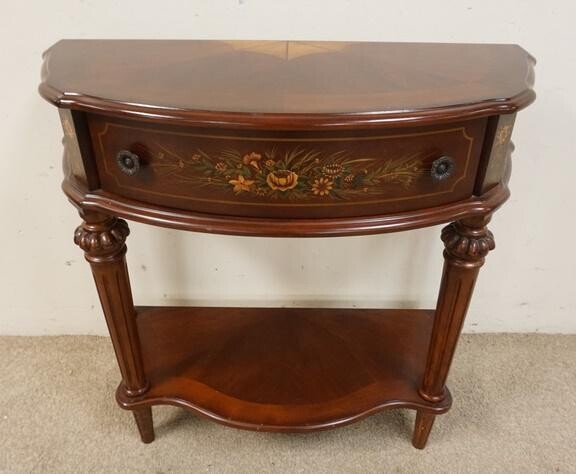 BUTLER INLAID & DECORATED DEMILUNE TABLE