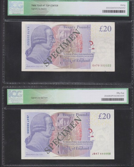 Bank of England, Andrew Bailey, £20, ND (2007) serial number EA70 666666, (EPM B405, 409)