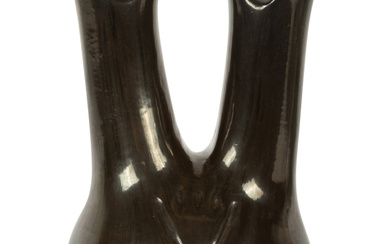 Blackware Wedding Vase, with Bear Paw,Margaret Tafoya