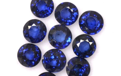 Blue Sapphire 7 MM Round Faceted Cut 10 Pieces