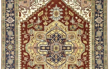 Boho Farmhouse Rusty Red Geometric 9X12 Oriental Rug Heriz Serapi Decor Carpet