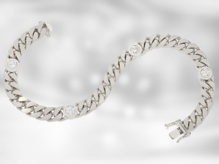 Bracelet/Strap: solid 14K white gold plated bracelet with...