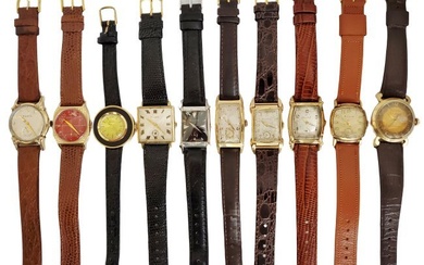 Bulova Mid Century Art Deco Vintage Mens Wrist Watch Lot of 10