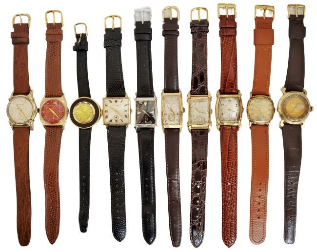Bulova Mid Century Art Deco Vintage Mens Wrist Watch Lot of 10
