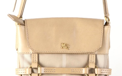 Burberry Small Crossbody Bag in Leather and Check Printed Canvas