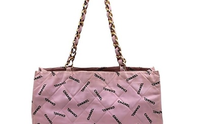 CHANEL vintage pink canvas shoulder bag with chain