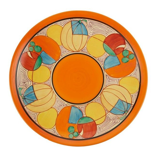 CLARICE CLIFF (1899-1972) 'MELON' ('PICASSO FRUIT') PATTERN PLATE, CIRCA 1930
