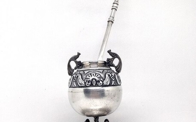 Calabash Cup (for Yerba Mate) - .900 silver - Chile - Mid 20th century