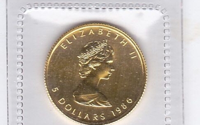 Canada - 5 Dollars 1986 Maple leaf in originele seal - Gold