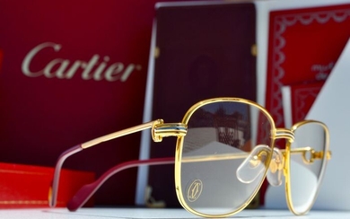 Cartier - Cartier Occhiali Louis Courcelles Vintage 1990 Sunglassses Frame placcato oro NOS. - Sunglasses
