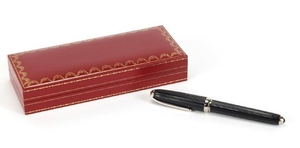 Cartier fountain pen with 18k gold nib, fitted case, certifi...