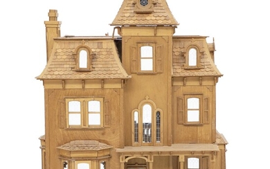SOLD. Carved wood doll house, Perspex windows. 20th century. H. 105 cm. W. 87 cm. D. 47 cm. – Bruun Rasmussen Auctioneers of Fine Art