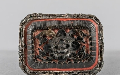 Chinese Export Carved Cinnabar Brooch