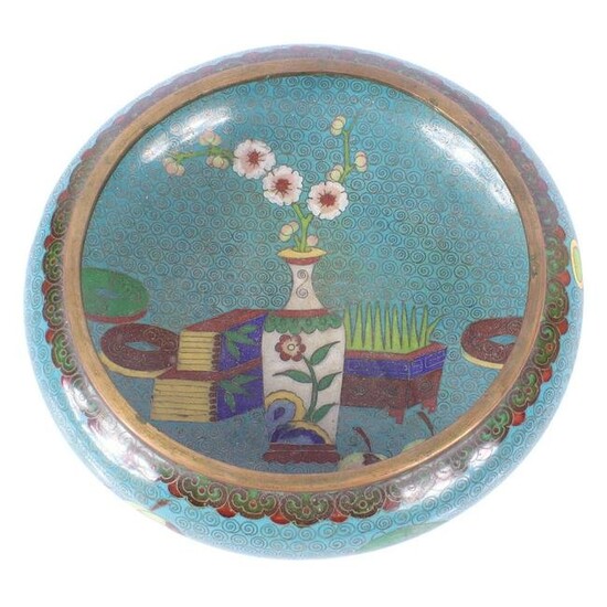 Chinese bronze cloisonnÃ© enamel footed bowl with