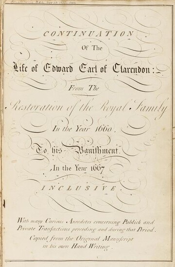 Clarendon (Edward Hyde, Earl of) Continuation of the