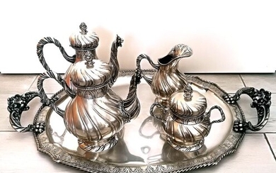 Coffee and tea service, Extraordinary Service from Tea and Coffee (5) - .800 silver - Italy - Late 19th century
