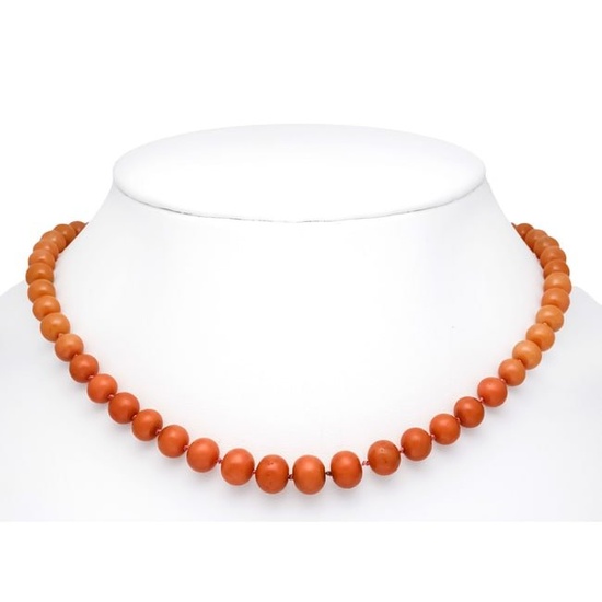 Coral necklace with spring ring
