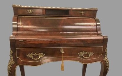 Cylinder desk with flap - Napoleon III - Palissandro-Solid-Bronze Wood - Second half 19th century