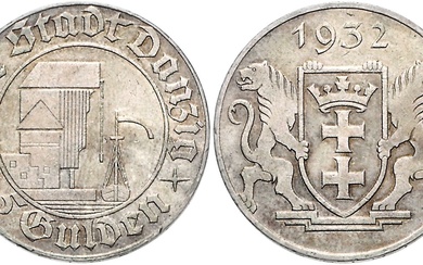 DANZIG, Freie Stadt, 1920-1939, 5 Gulden 1932. Krantor