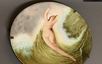 DESPRATES. The birth of Venus, earthenware with full polychrome decoration....