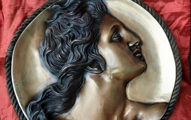 Dal modello di Vincenzo Gemito - Fonderia Gemito - Medallion, Plaque, Alexander the Great - 40 cm - Patinated bronze - Second half 20th century