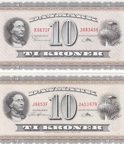 Denmark 10 Kroner 1965, 67 (2)