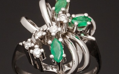 Designer DW - 14 kt. White gold - Ring - 0.50 ct Emerald - Diamonds
