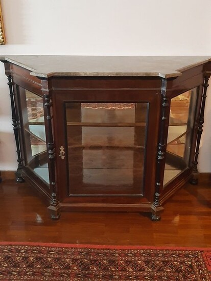 Display cabinet - Louis Philippe - Ebony, Marble, Rosewood - Second half 19th century