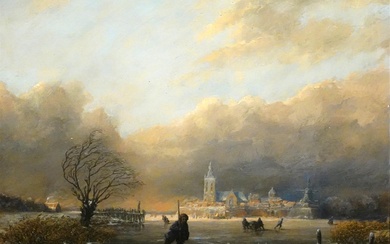 (-), Dutch school (19th century), Panoramic icescape with...
