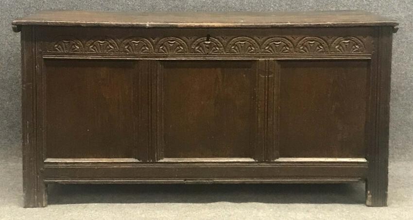 EARLY 18THC. ENGLISH PANEL CONSTRUCTED CHEST 24" TALL X
