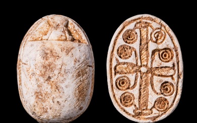 EGYPTIAN STEATITE SCARAB WITH ROSETTE