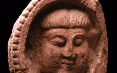 Early medieval Sandstone Carving of a male face ( probably Buddha )