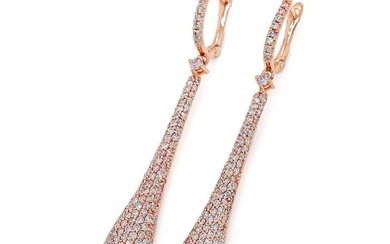 Earrings Rose gold - 2.44 tw. Pink Diamond (Natural coloured)
