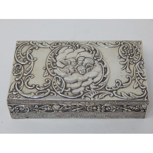 Edwardian Silver Jewellery Box of Rectangular Form. The Lid ...
