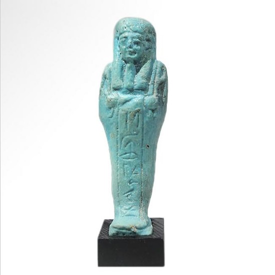 Egyptian Turquoise Faience Shabti Inscribed for