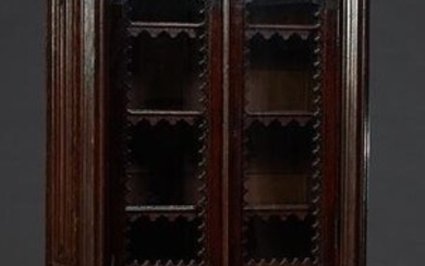 English Carved Oak Bookcase Cupboard, late 19th c. the