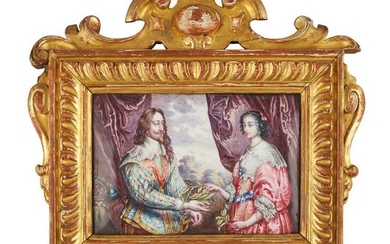 FRENCH ENAMEL ON COPPER PLAQUE, CHARLES I AND HENRIETTA