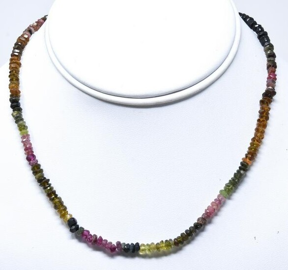 Faceted Tourmaline & Topaz Beaded Necklace