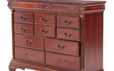 Federal Style Mahogany Finish Chest of Drawers with Block Feet