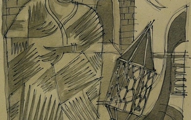 Fortunato Depero (1892 - 1960) LE VÉNITIEN, 1940 graphite, encre bleue et encre de Chine...